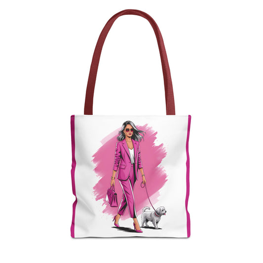 Chic Dog Walker Tote Bag, Fashionable Tote, Pink Tote, Pet Lover Gift, Stylish Shopping Bag, Daily Use Bag, Trendy Handbag