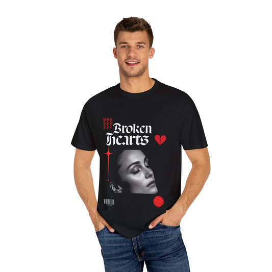 Broken Hearts Unisex Garment-Dyed T-Shirt - Trendy Graphic Tee for Casual Looks