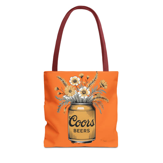 Coors Beers Floral Tote Bag, Colorful Grocery Bag, Casual Beach Tote, Gift for Beer Lovers, Summer Outing Accessory