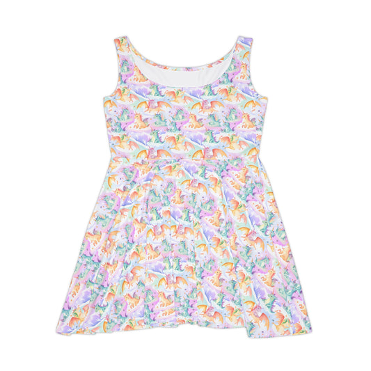 Whimsical Dinosaur Women's Skater Dress | Fun Summer Fashion