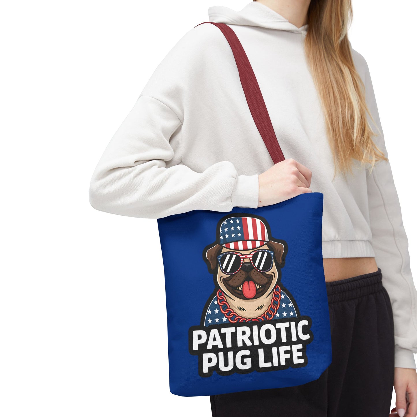 Patriotic Pug Tote Bag, Fun Dog Lover's Accessory, Perfect for Independence Day or Any Celebration