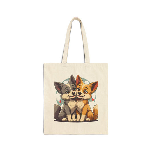 Cute Corgi Love Cotton Canvas Tote Bag - Dog Lovers Gift, Animal Tote, Eco-Friendly Bag, Pet Lovers Shopping Bag, Fun Pet Accessories