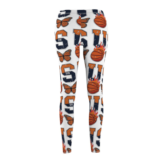 Women's Casual Leggings with Butterfly and Basketball Design