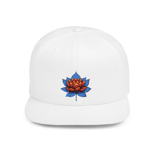 Lotus Flower Flat Bill Snapback Cap - Stylish & Versatile