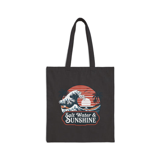 Salt Water & Sunshine Canvas Tote Bag, Beach Bag, Eco-Friendly Shopping Tote, Summer Essential, Gift for Beach Lovers, Travel Companion