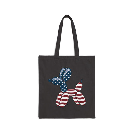 Patriotic Balloon Dog Tote Bag, Reusable Grocery Bag, Eco-Friendly Carrier, Fourth of July Shopping Bag, Cute Gift for Dog Lovers