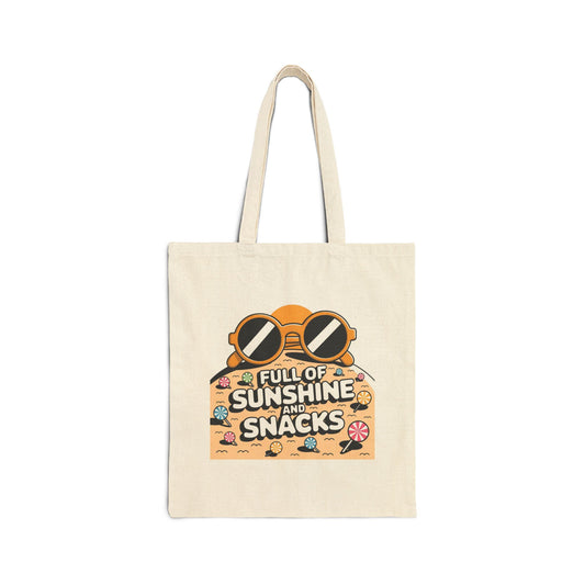 Sunny Snacks Cotton Canvas Tote Bag | Beach Bag, Grocery Tote, Summer Accessory, Gift for Food Lovers, Eco-Friendly Shopping Bag