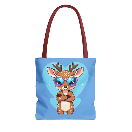 Whimsical Deer Tote Bag, Cute Animal Bag, Eco-Friendly Shopper, Adventurer Gift, Kids Bag, Animal Lover Gift, Cartoon Design