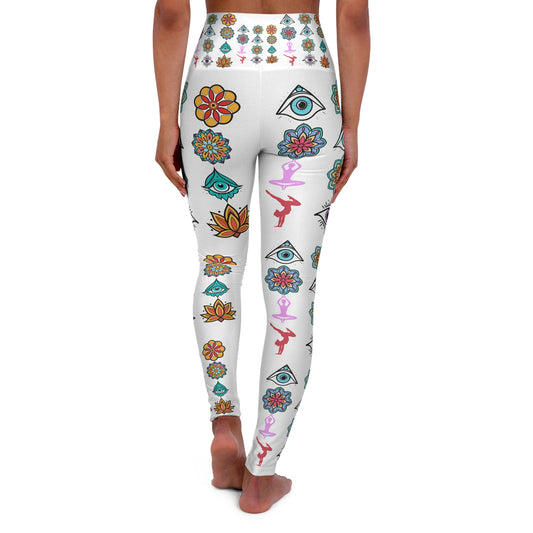 Bohemian High Waisted Yoga Leggings - Colorful Floral Design for Active Lifestyle