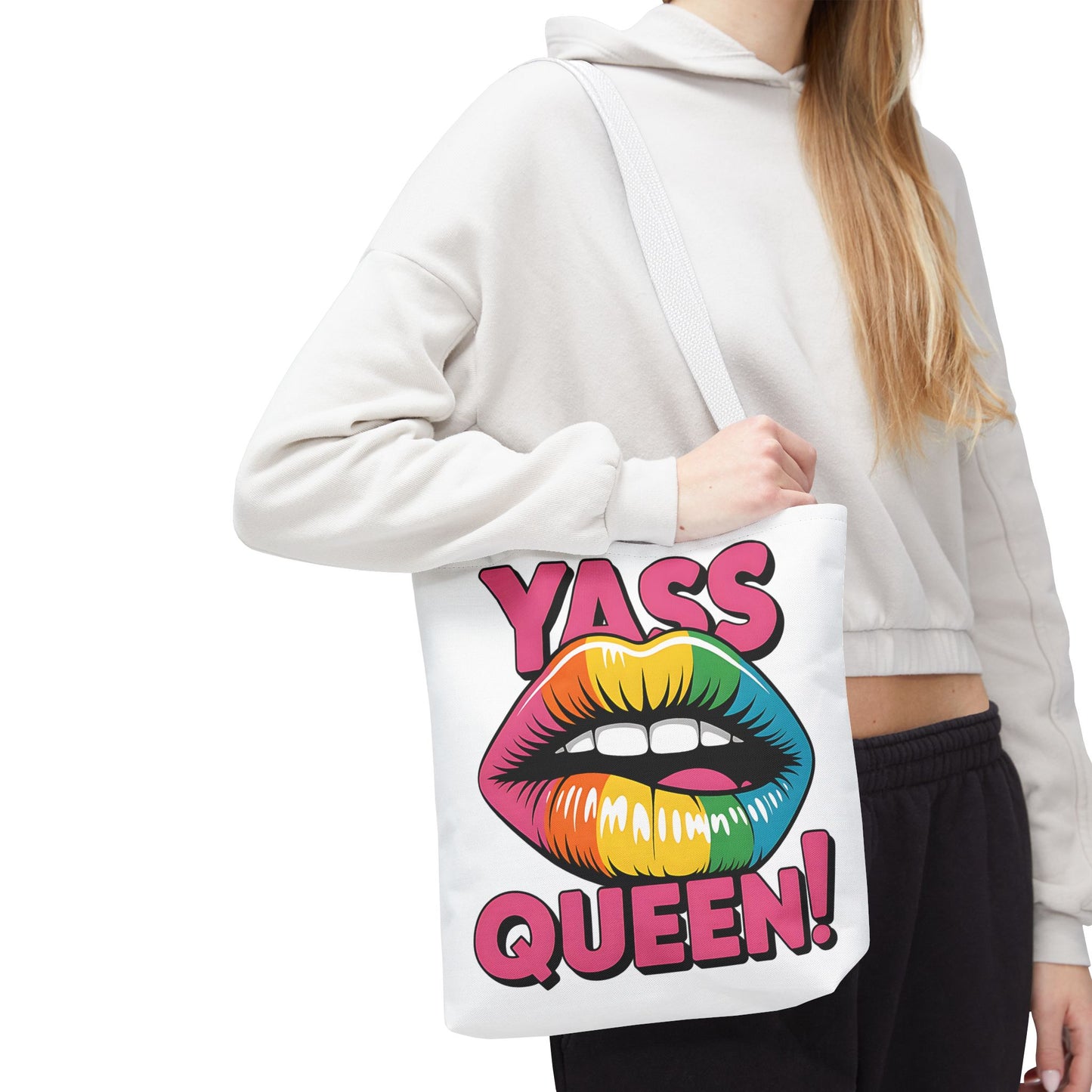 Yass Queen Tote Bag - Rainbow Lips Design for LGBTQ+ Pride and Empowerment
