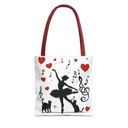 Ballet & Cats Tote Bag | Perfect Gift for Dancers, Cat Lovers, Music Enthusiasts, Valentine's Day, Shopping