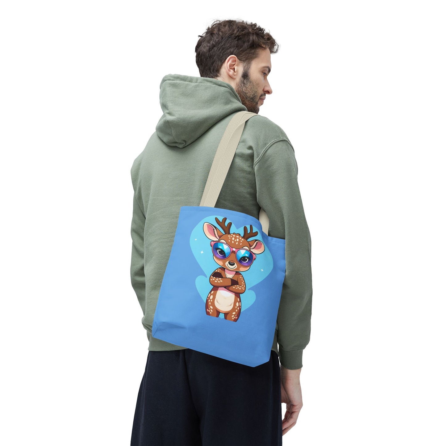 Whimsical Deer Tote Bag, Cute Animal Bag, Eco-Friendly Shopper, Adventurer Gift, Kids Bag, Animal Lover Gift, Cartoon Design