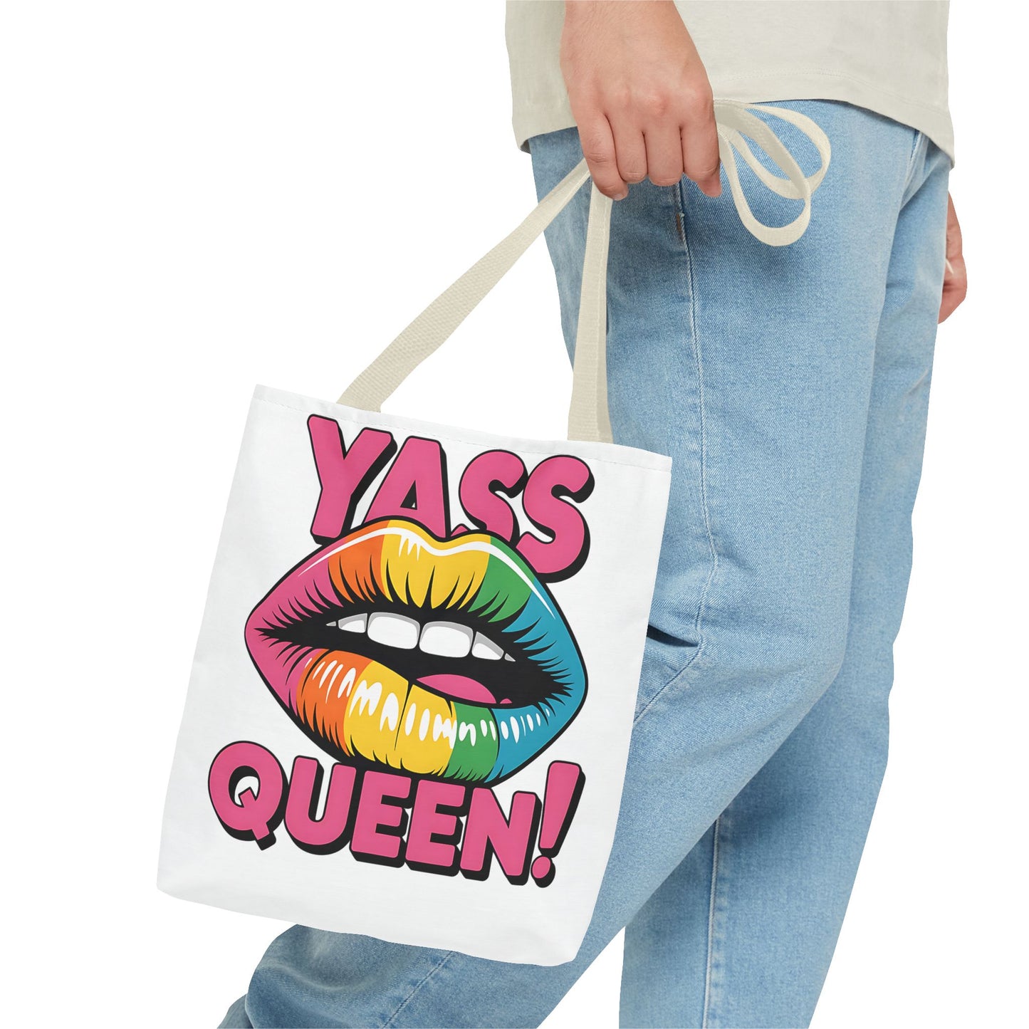 Yass Queen Tote Bag - Rainbow Lips Design for LGBTQ+ Pride and Empowerment