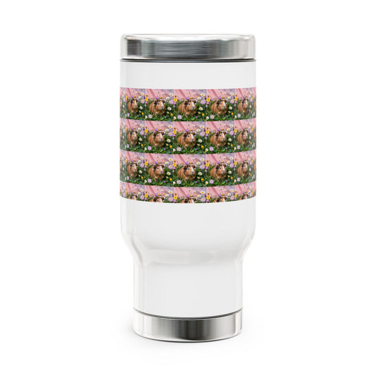 Floral Stainless Steel Travel Mug with Handle - 14oz