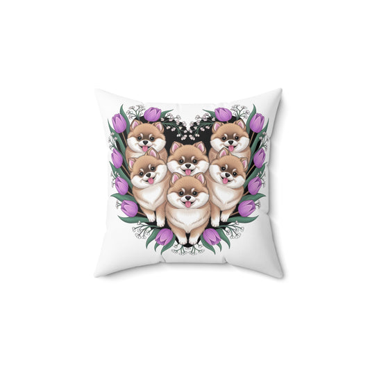 Adorable Pomeranian Floral Pillow - Perfect for Pet Lovers