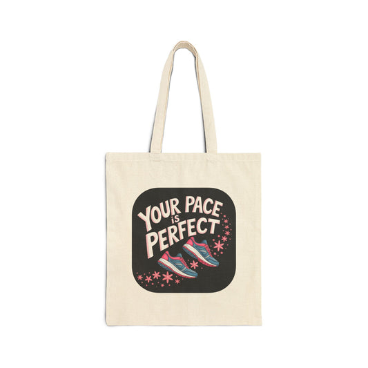 Your Pace is Perfect Tote Bag, Motivational Canvas Bag for Runners, Eco-Friendly Shopping Tote, Gym Bag, Gift for Athletes